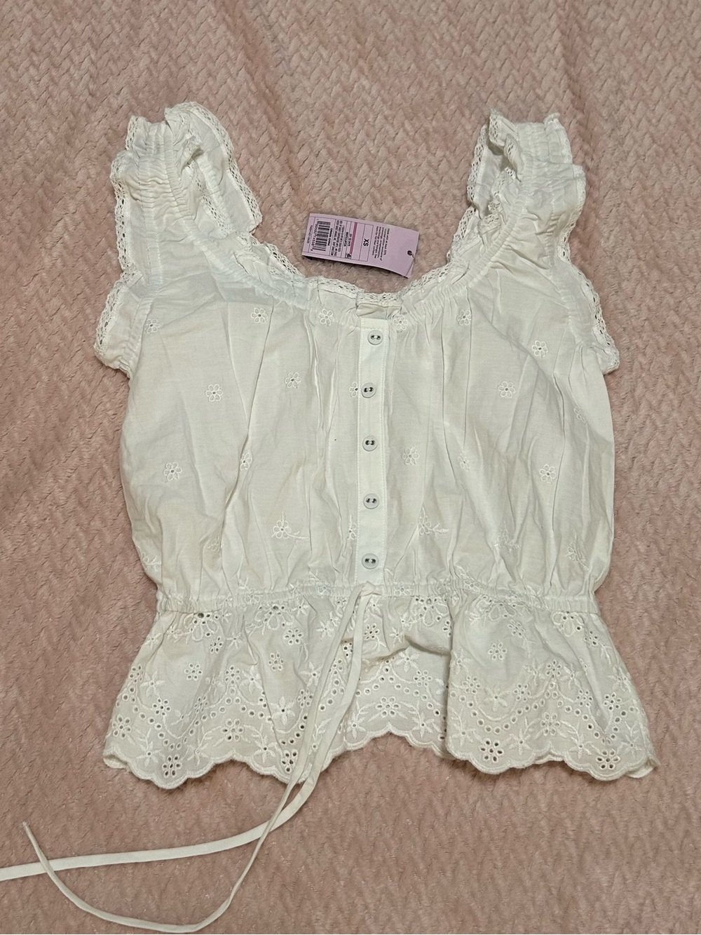 NWT Wild Fable White Eyelet Ruffle Milkmaid Top - XS